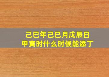 己巳年己巳月戊辰日甲寅时什么时候能添丁