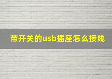 带开关的usb插座怎么接线