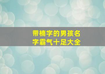 带楠字的男孩名字霸气十足大全