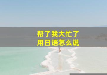 帮了我大忙了用日语怎么说