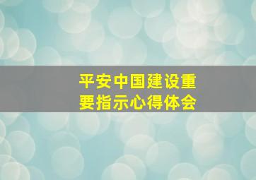 平安中国建设重要指示心得体会