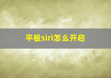 平板siri怎么开启