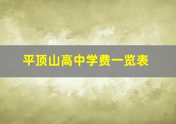 平顶山高中学费一览表