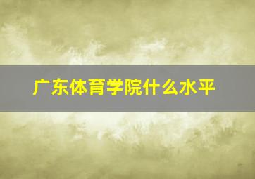 广东体育学院什么水平