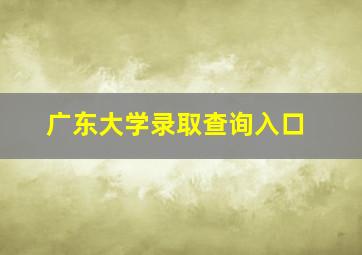 广东大学录取查询入口