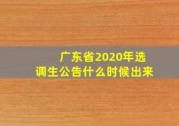 广东省2020年选调生公告什么时候出来