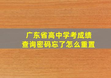 广东省高中学考成绩查询密码忘了怎么重置