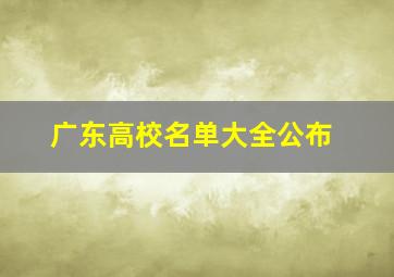 广东高校名单大全公布