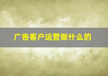 广告客户运营做什么的