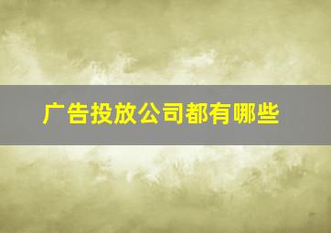 广告投放公司都有哪些