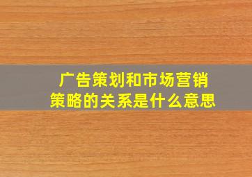 广告策划和市场营销策略的关系是什么意思