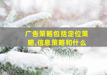 广告策略包括定位策略,信息策略和什么