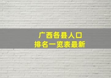 广西各县人口排名一览表最新