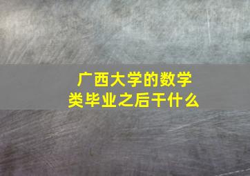 广西大学的数学类毕业之后干什么