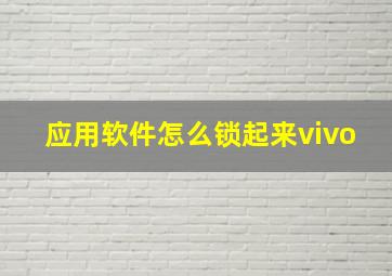 应用软件怎么锁起来vivo