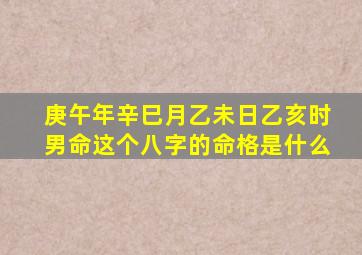 庚午年辛巳月乙未日乙亥时男命这个八字的命格是什么