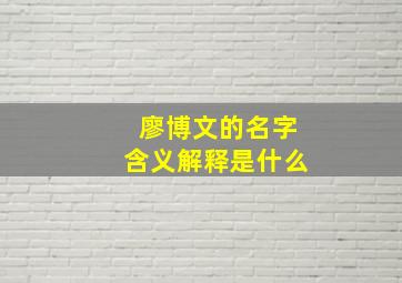 廖博文的名字含义解释是什么