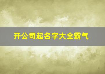 开公司起名字大全霸气