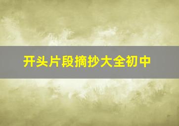 开头片段摘抄大全初中