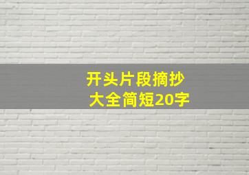 开头片段摘抄大全简短20字