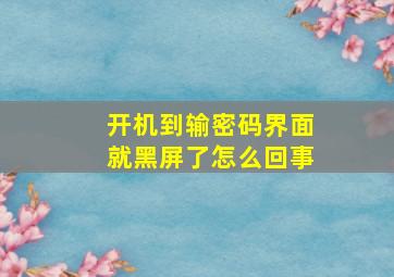 开机到输密码界面就黑屏了怎么回事