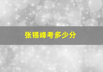 张锡峰考多少分