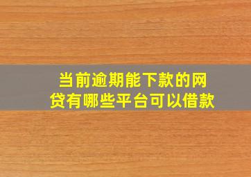 当前逾期能下款的网贷有哪些平台可以借款