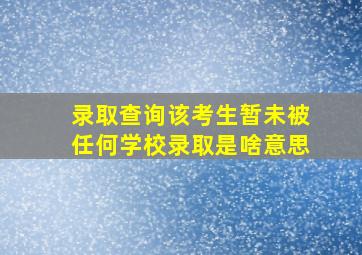 录取查询该考生暂未被任何学校录取是啥意思