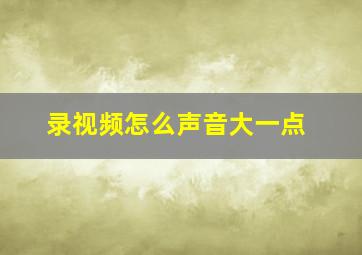 录视频怎么声音大一点