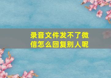 录音文件发不了微信怎么回复别人呢