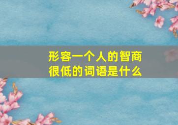 形容一个人的智商很低的词语是什么