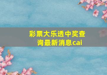 彩票大乐透中奖查询最新消息cai