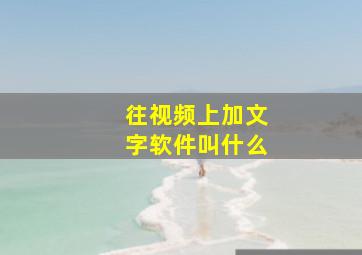 往视频上加文字软件叫什么