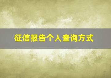 征信报告个人查询方式