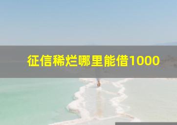 征信稀烂哪里能借1000