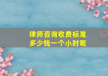 律师咨询收费标准多少钱一个小时呢