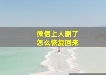 微信上人删了怎么恢复回来