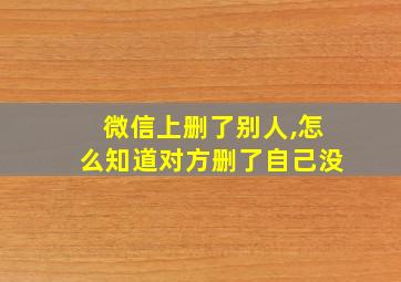 微信上删了别人,怎么知道对方删了自己没