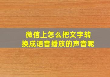 微信上怎么把文字转换成语音播放的声音呢