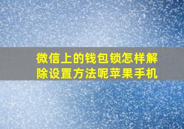 微信上的钱包锁怎样解除设置方法呢苹果手机