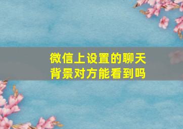 微信上设置的聊天背景对方能看到吗