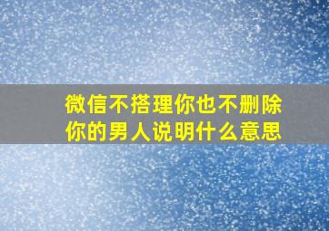 微信不搭理你也不删除你的男人说明什么意思