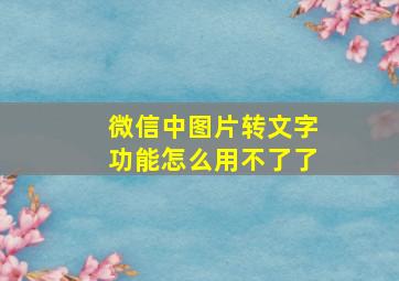 微信中图片转文字功能怎么用不了了