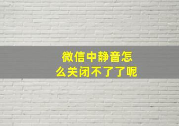 微信中静音怎么关闭不了了呢