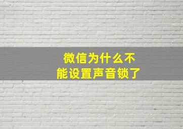 微信为什么不能设置声音锁了