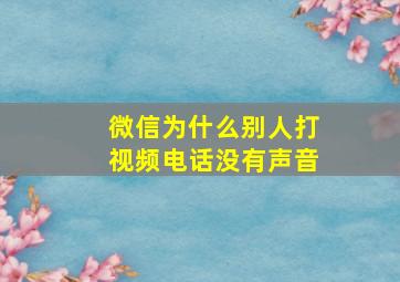 微信为什么别人打视频电话没有声音