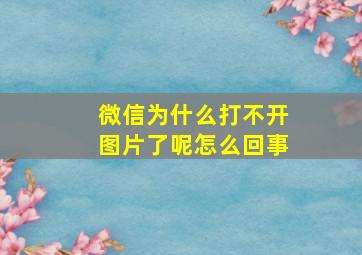 微信为什么打不开图片了呢怎么回事