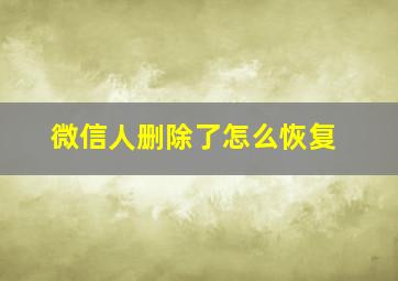 微信人删除了怎么恢复