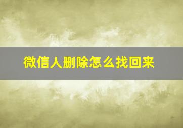 微信人删除怎么找回来