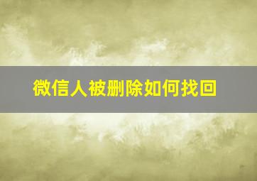 微信人被删除如何找回